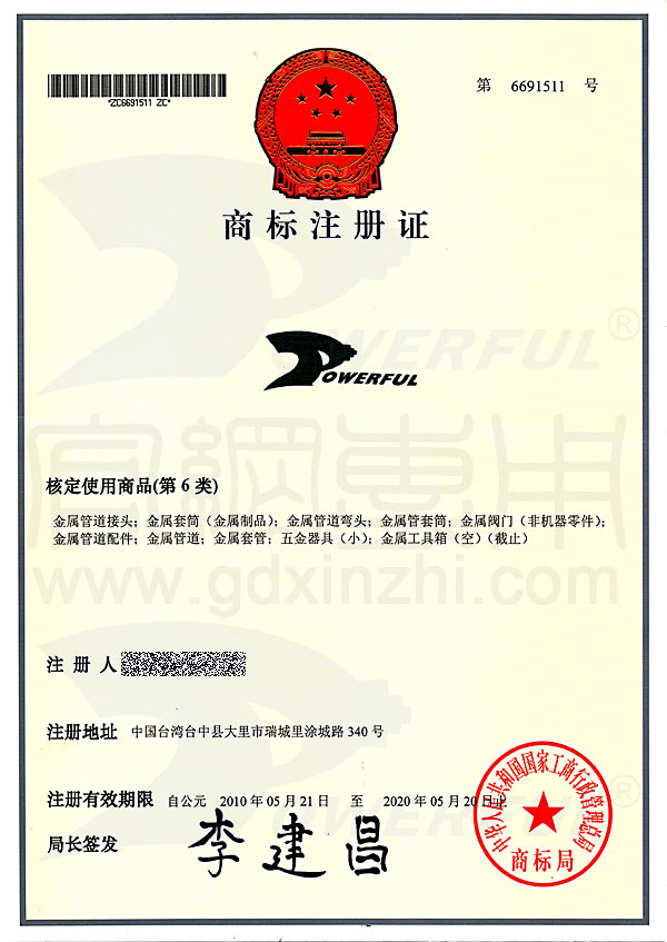POWERFUL豹发力商标证6类